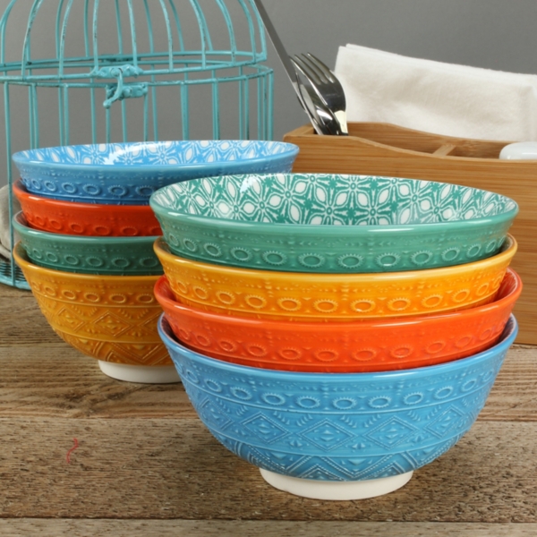 Toccata Colorful Stoneware Bowls, Set of 6