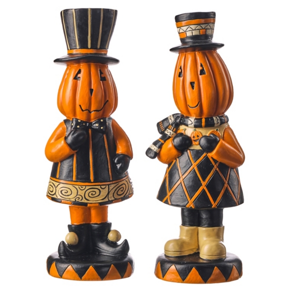 Jack O Lantern Couple Figurines, Set of 2