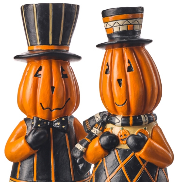 Jack O Lantern Couple Figurines, Set of 2