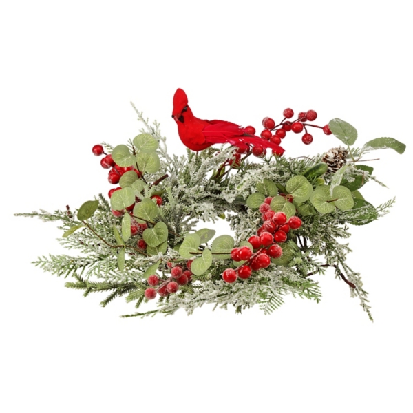Cardinal Evergreen Christmas Wreath