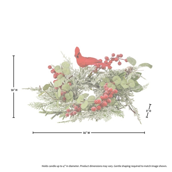 Cardinal Evergreen Christmas Wreath