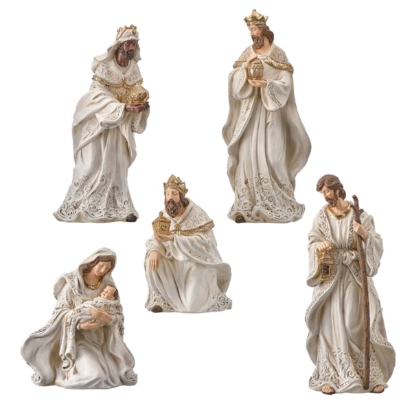 Cream Etched Christmas Nativity 5-pc. Set