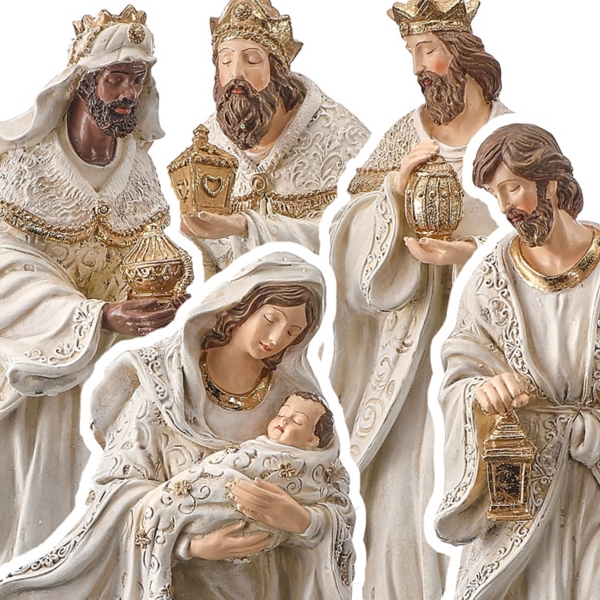Cream Etched Christmas Nativity 5-pc. Set