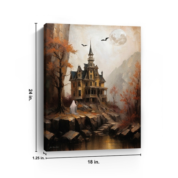 Rocky Cliff Manor Halloween Canvas Art Print