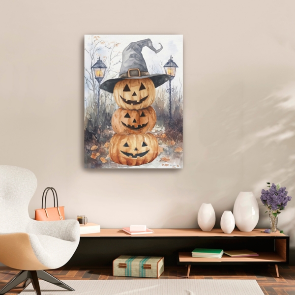 Jack O Lantern Stack Canvas Art Print, 24x32
