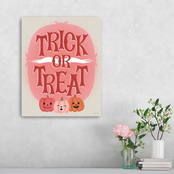 Pink Pumpkin Trick or Treat Canvas Art Print