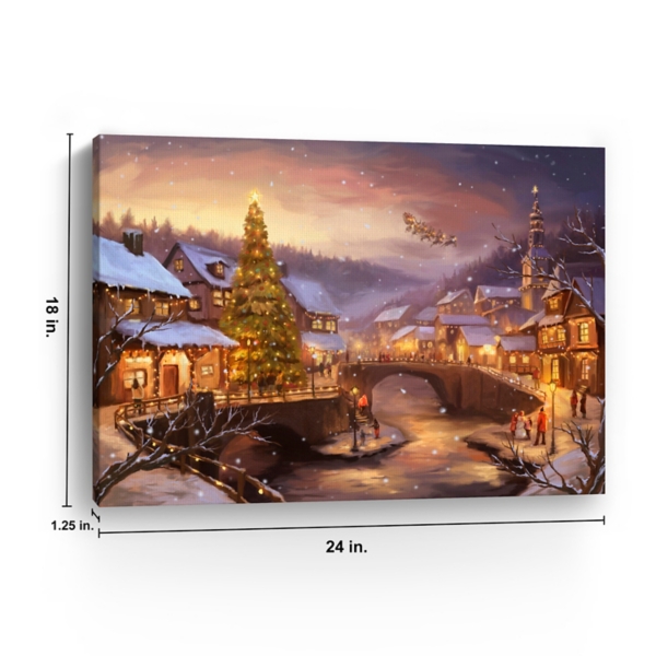 Silent Night Village Christmas Canvas Print