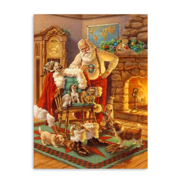 Santa and Friends Christmas Canvas Print, 24x32