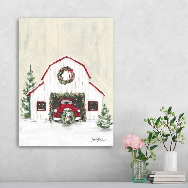Farmhouse Snowy Barn Canvas Art Print