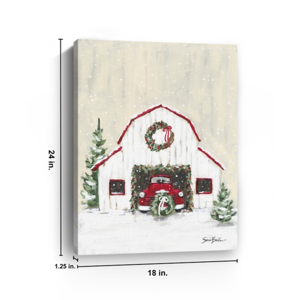 Farmhouse Snowy Barn Canvas Art Print