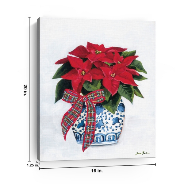 Chinoiserie Poinsettia Canvas Art Print, 16x20
