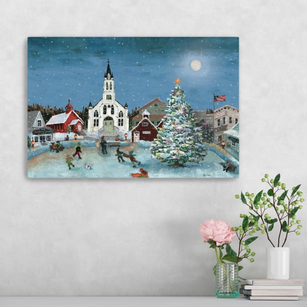 Christmas Moon Village Canvas Art Print
