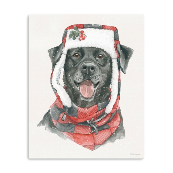 Winter Paws Black Lab Canvas Art Print, 24x30