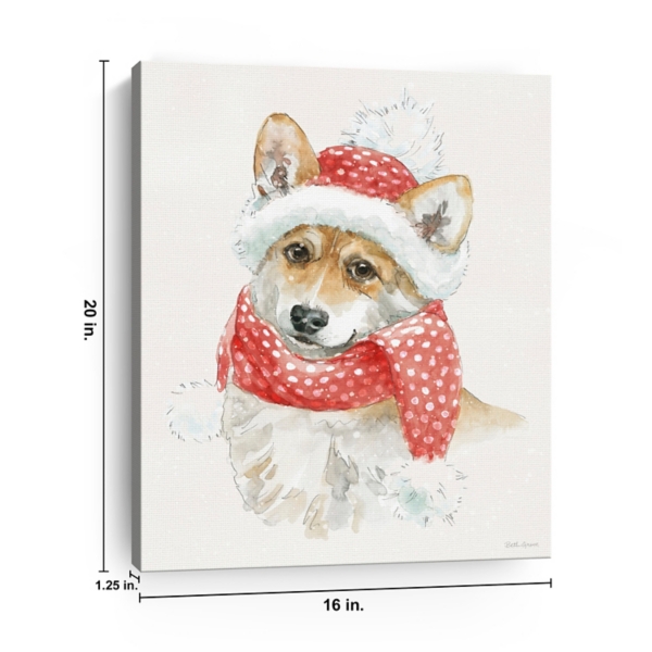 Winter Paws Corgi Canvas Art Print, 16x20
