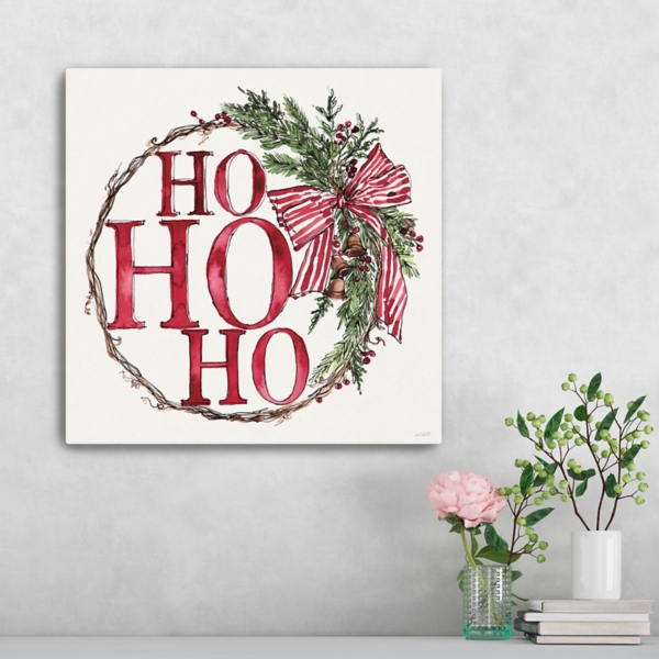 Ho Ho Ho Christmas Wreath Canvas Art Print