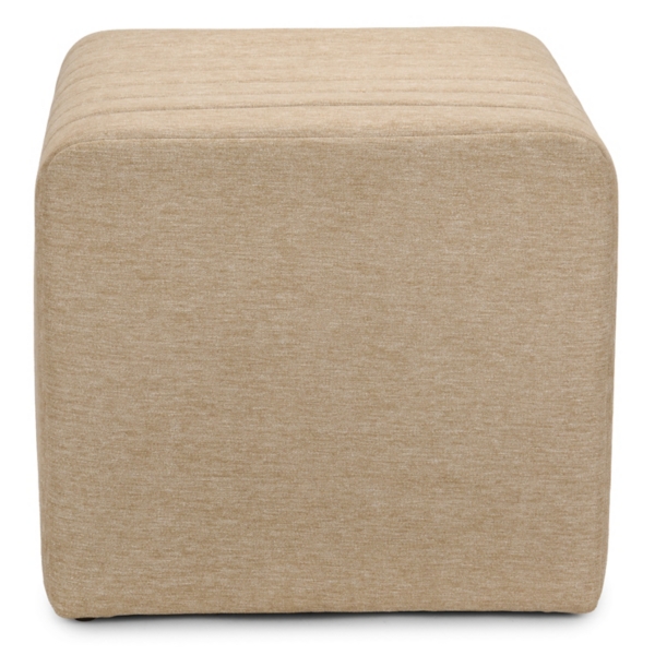 Natural Taylor Ribbed Fabric Ottoman