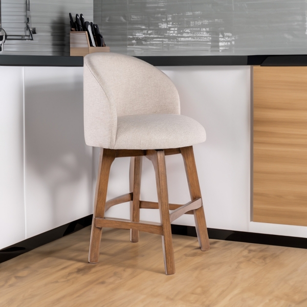 Garet Cream Upholstered Swivel Counter Stool