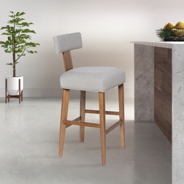 Thalia Gray Upholstered T-Back Bar Stool