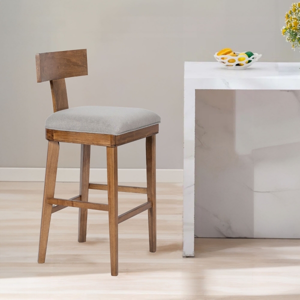 Theodora Gray Upholstered T-Back Bar Stool