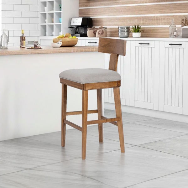 Theodora Gray Upholstered T-Back Bar Stool