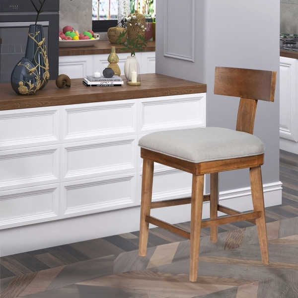 Theodora Gray Upholstered T-Back Counter Stool