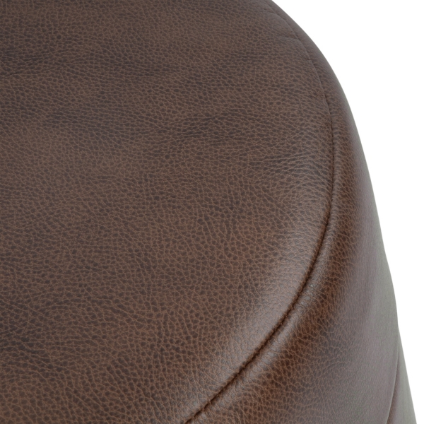 Brown Faux Leather Channel Tufted Round Ottoman