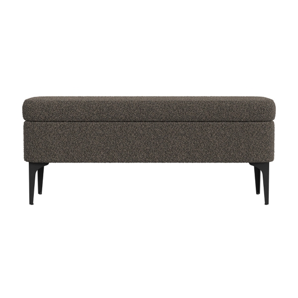 Rounded Dark Brown Boucle Storage Bench