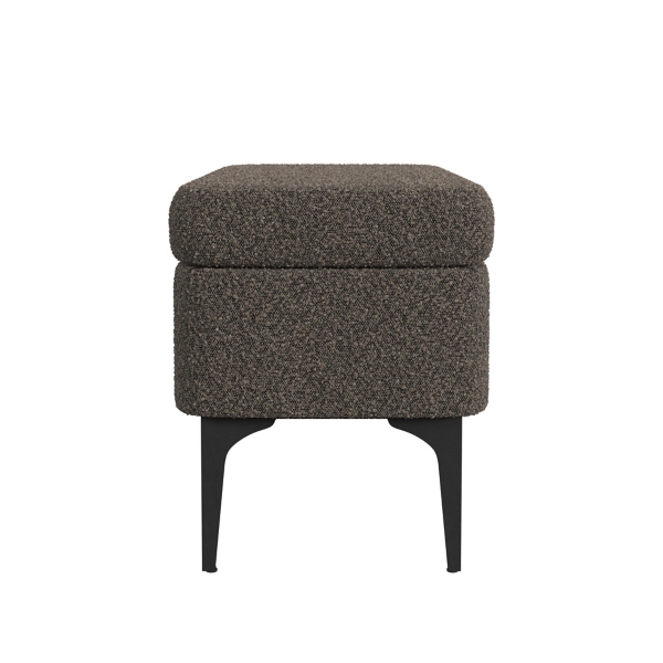 Rounded Dark Brown Boucle Storage Bench