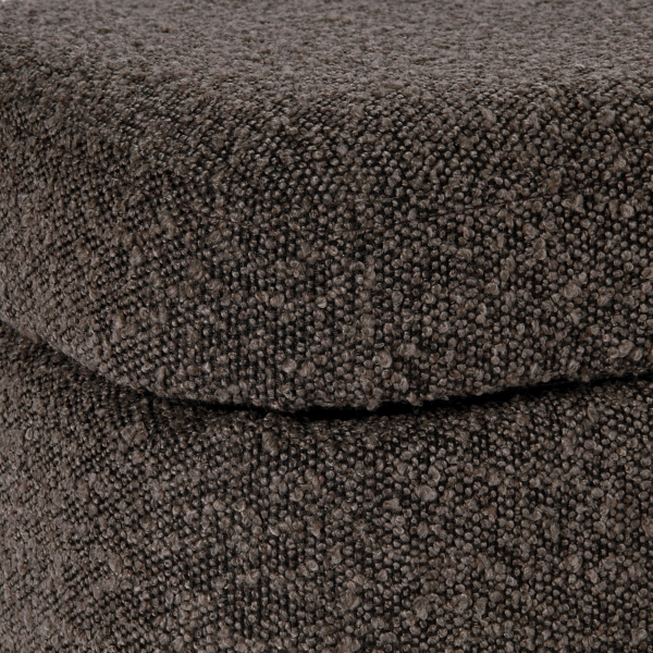 Rounded Dark Brown Boucle Storage Bench