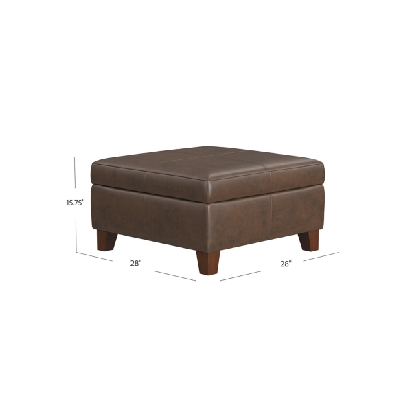 Brown Faux Leather Large Square Storage Ottoman