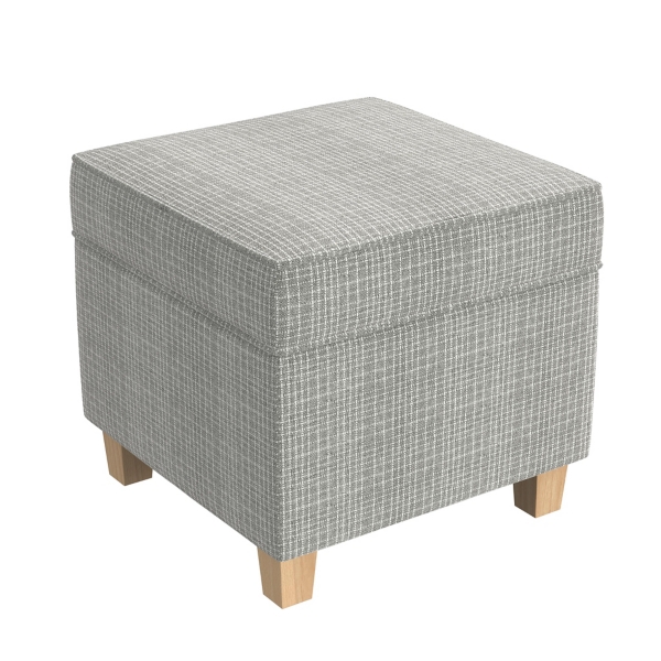 Sage Mini Grid Pattern Square Storage Ottoman
