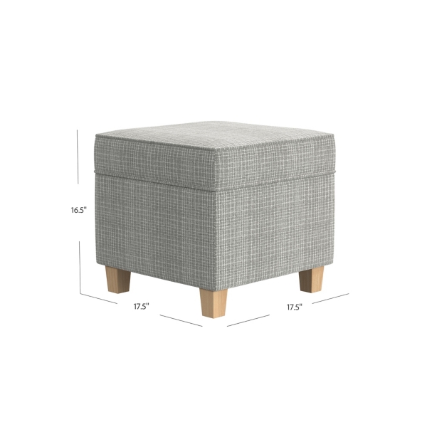 Sage Mini Grid Pattern Square Storage Ottoman