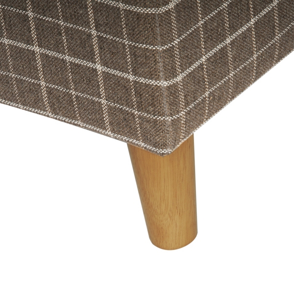 Brown Windowpane Upholstered Storage Ottoman