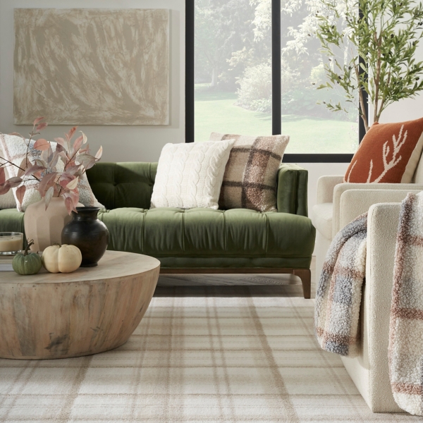 Beige & Ivory Plaid Grafix Area Rug