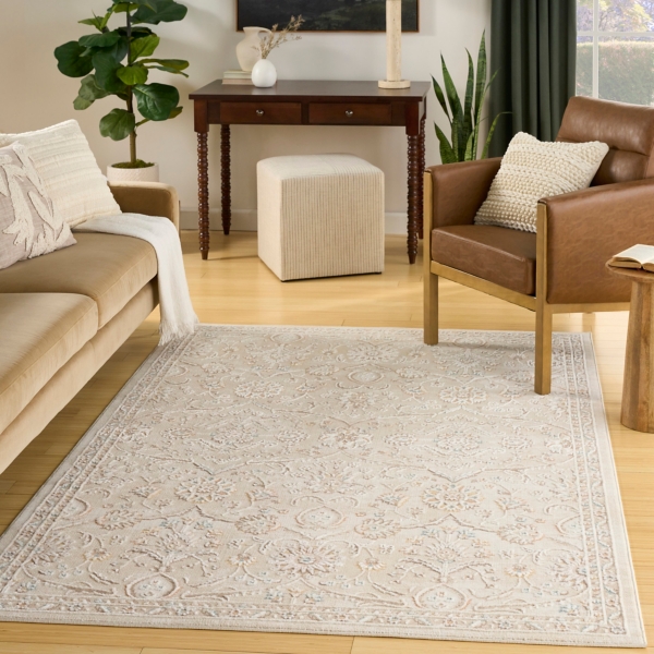 Isla Ivory Floral Vine Area Rug, 5x7