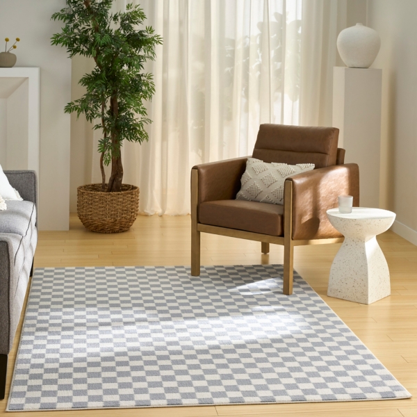 Blue & Ivory Checkered Serenity Area Rug