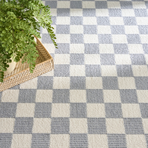 Blue & Ivory Checkered Serenity Area Rug