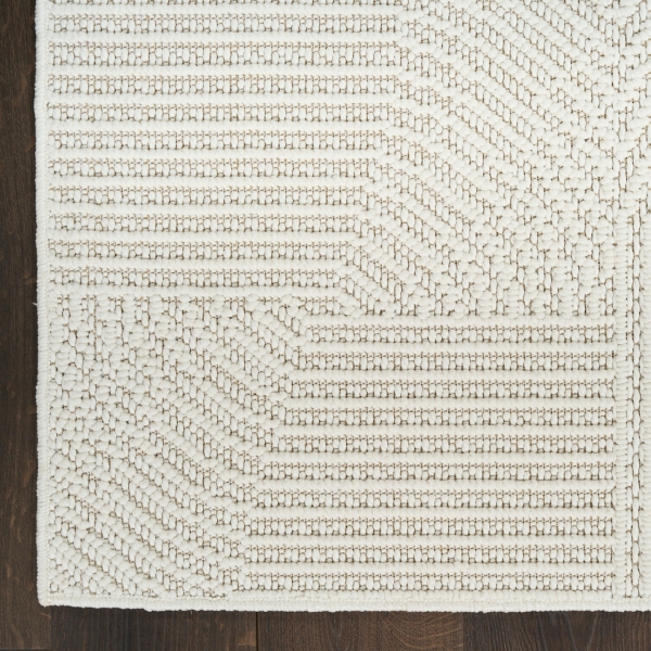 Ivory Geometric Area Rug, 5x7
