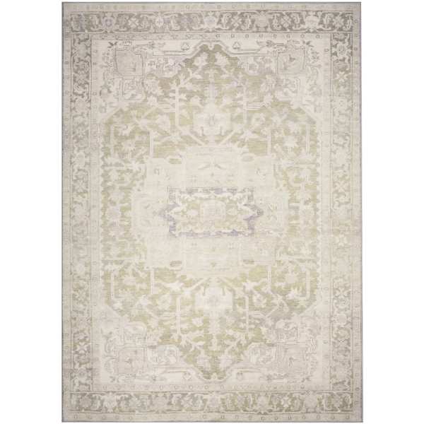 Green Vintage Medallion Washable Area Rug