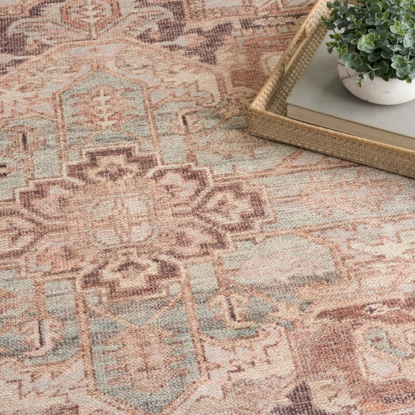 Ivory Center Medallion Washable Area Rug