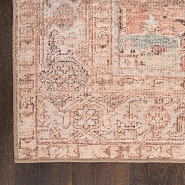 Ivory Center Medallion Washable Area Rug