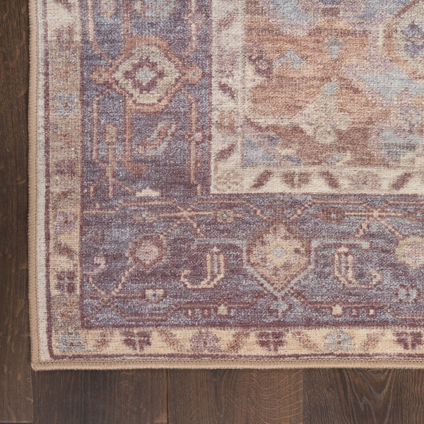 Purple & Ivory Medallion Washable Area Rug