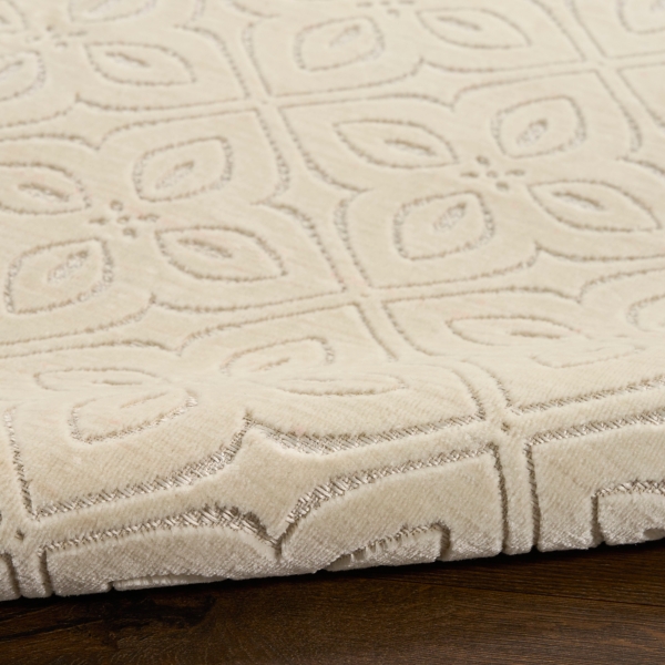 Ivory Floral Charm Washable Area Rug, 8x10