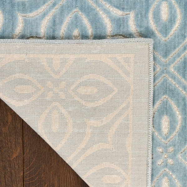 Blue Floral Charm Washable Area Rug, 5x7