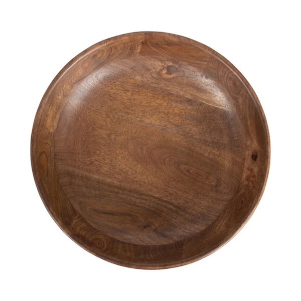 Walnut Brown Ribbed Wood Decorative Bowl