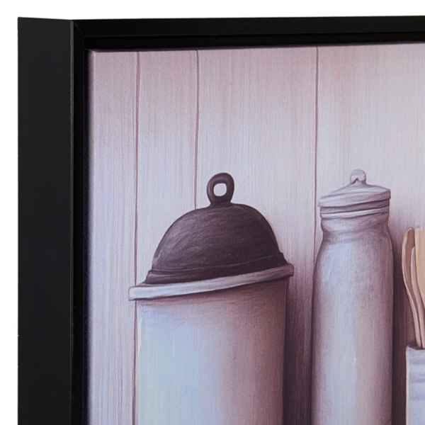 Neutral Kitchen Counter Framed Canvas Art Print