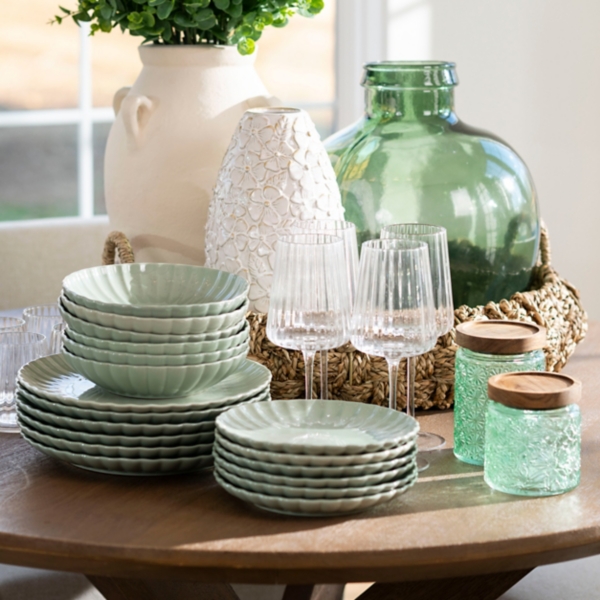 Sage Petal Ceramic Dinner Plate