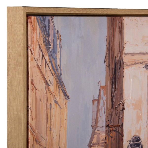 Red Cafe Building Framed Canvas Art Print