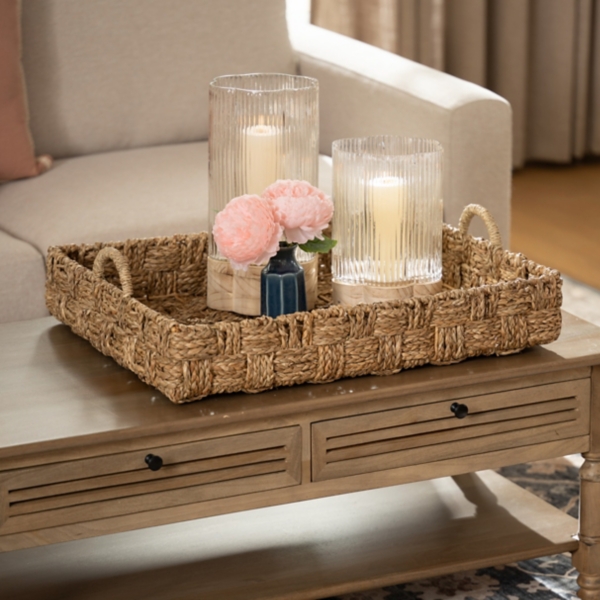 Rectangular Seagrass Woven Tray with Handles