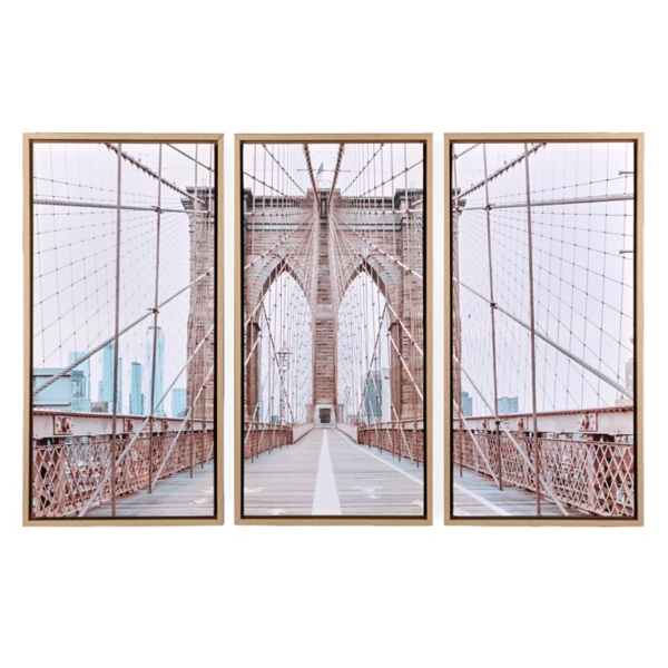 Bridge Photo Framed Canvas Art Prints, Set of 3